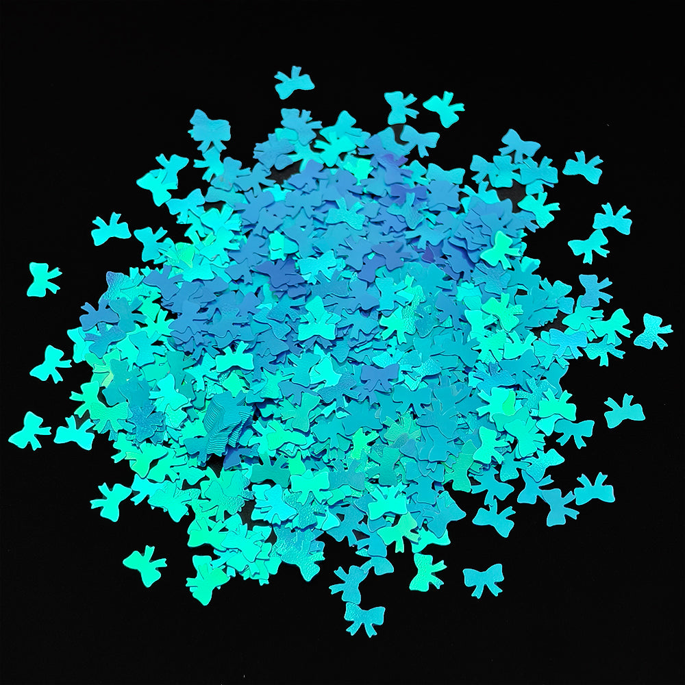 Teal Bows Shaped Glitter