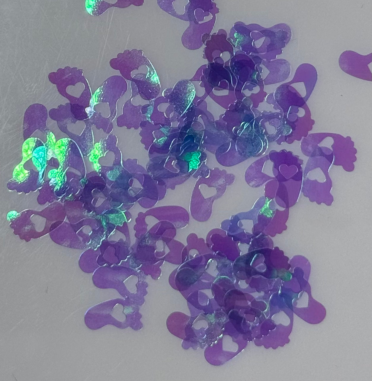 Iridescent Blue Baby Feet Shaped Glitter