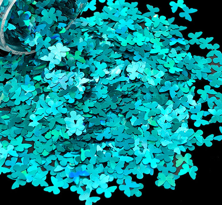 Butterfly Aqua Holo Shaped Glitter