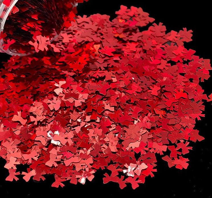 Red Bows Shaped Glitter 5MM
