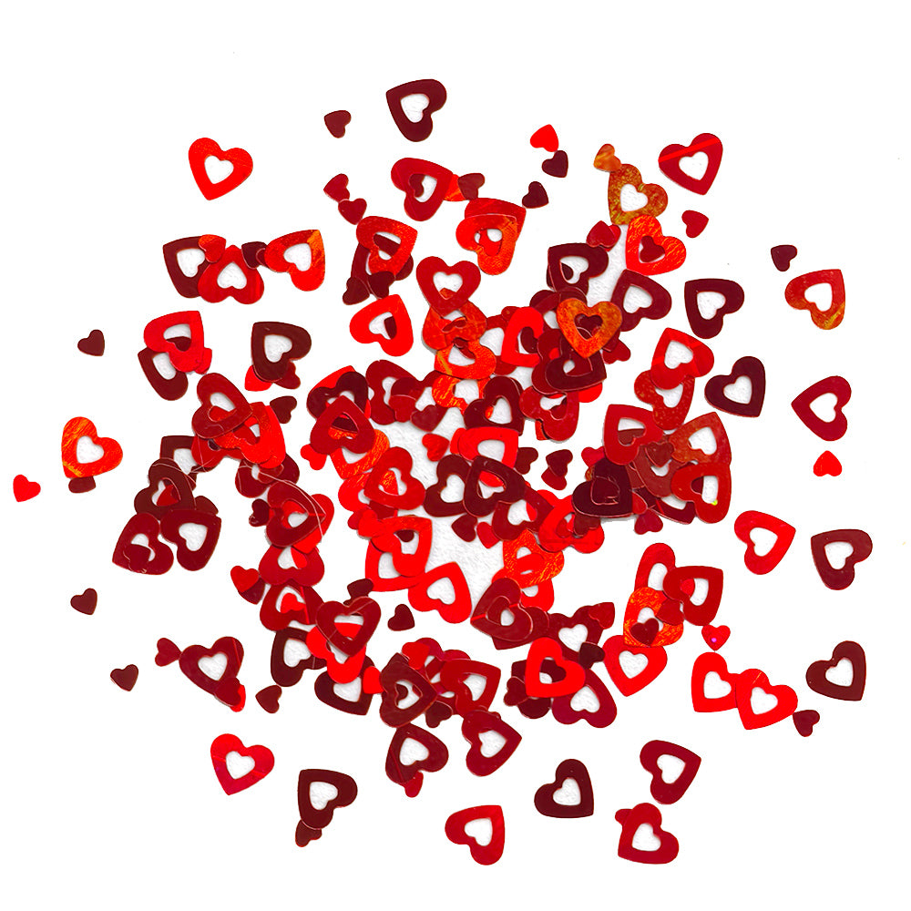 Red Hollow Heart Shaped Glitter