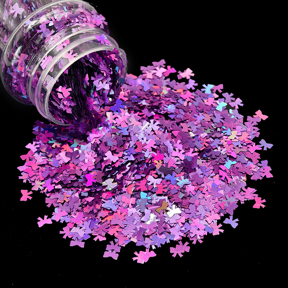 Purple Bow Shaped Glitter