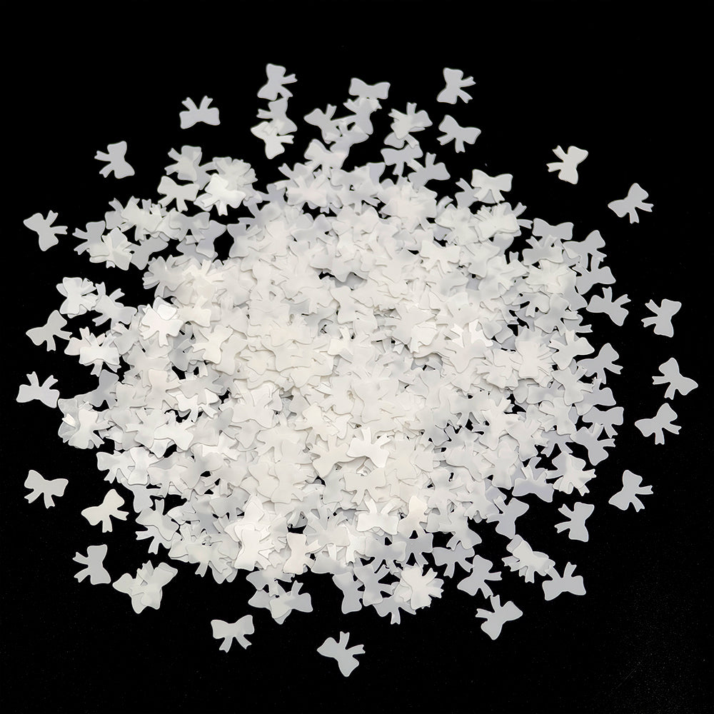 Flat White Bows Shaped Glitter