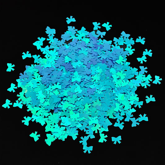 Teal Bows Shaped Glitter