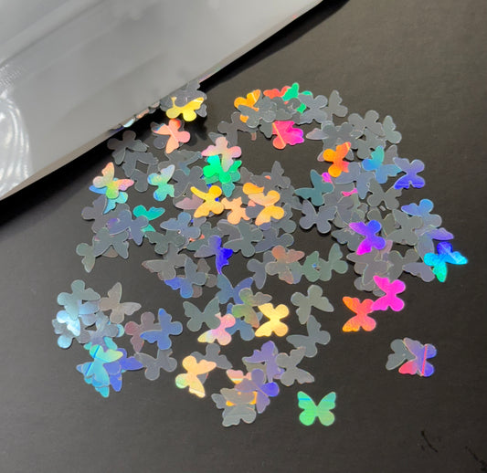 Butterfly Silver Holo 5mm Shaped Glitter