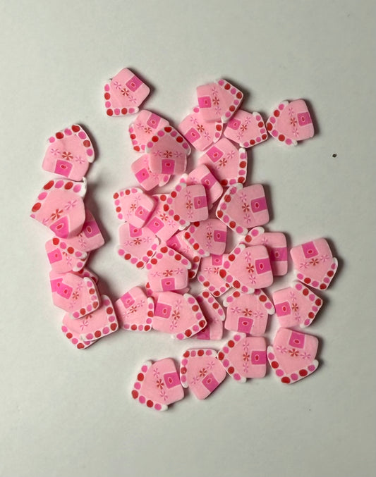 Pink Gingerbread House Clay Slices