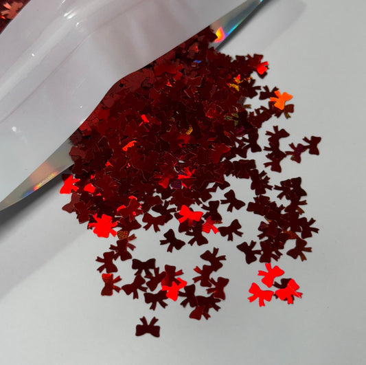 Red Bows Shaped Glitter 5MM