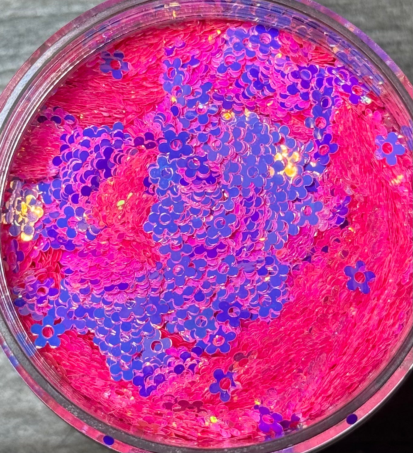 Pink/Purple Flower Shaped Glitter