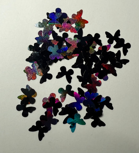 Black Holo Butterfly Shaped Glitter