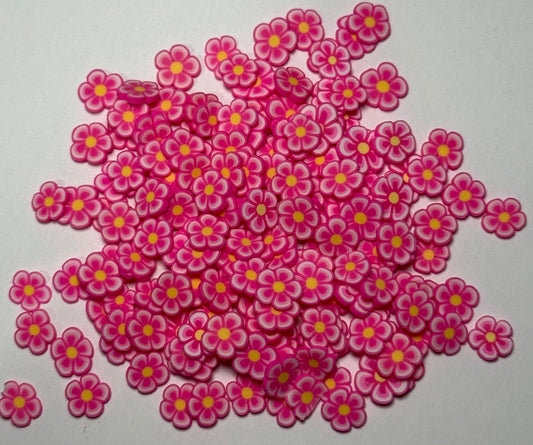 Pink Flower Clay Slices
