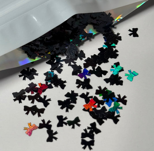 Black Holo Bow 5mm Shaped Glitter
