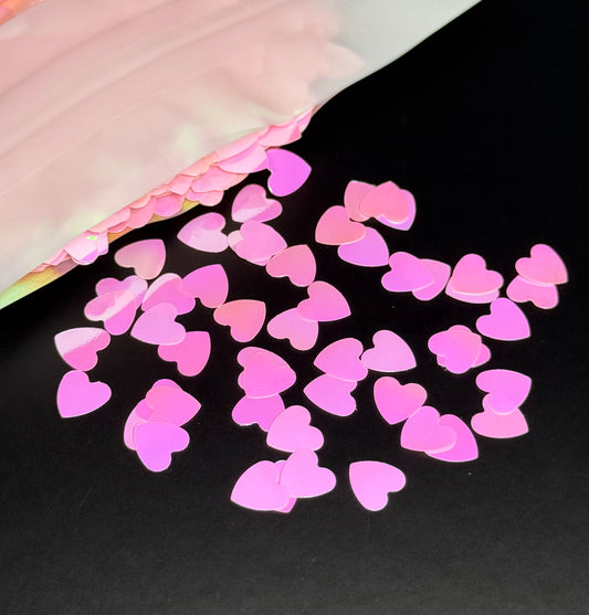 Baby Pink Hearts Shaped Glitter 6MM