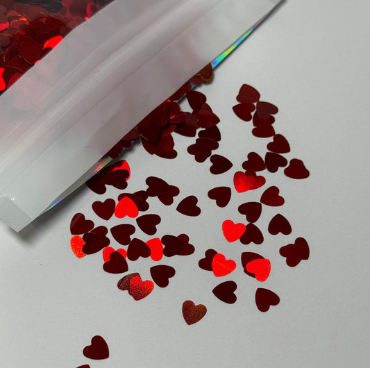 Red Hearts Shaped Glitter 6MM