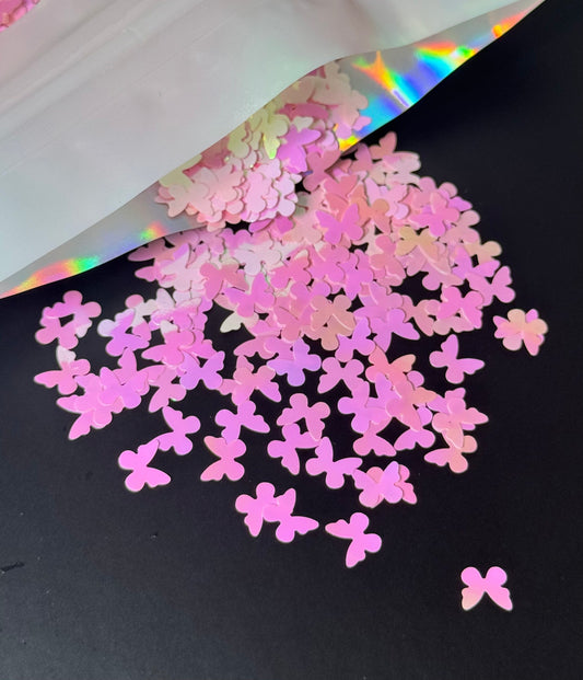 Baby Pink Butterfly Shaped Glitter 5MM