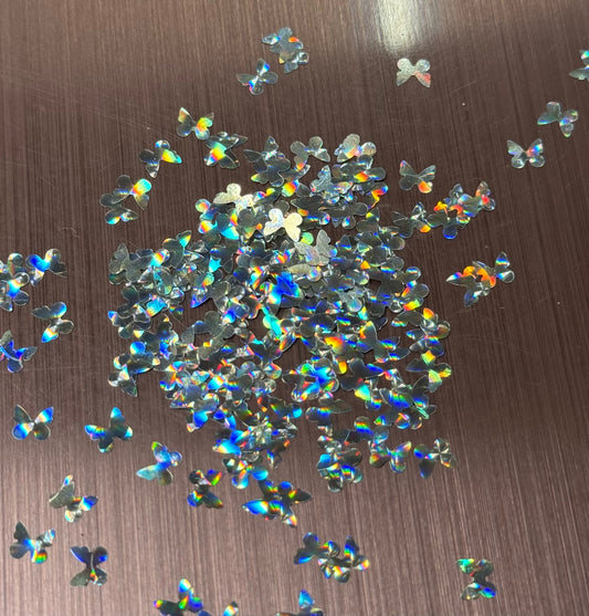 High Flash Silver Butterfly 5mm Shaped Glitter