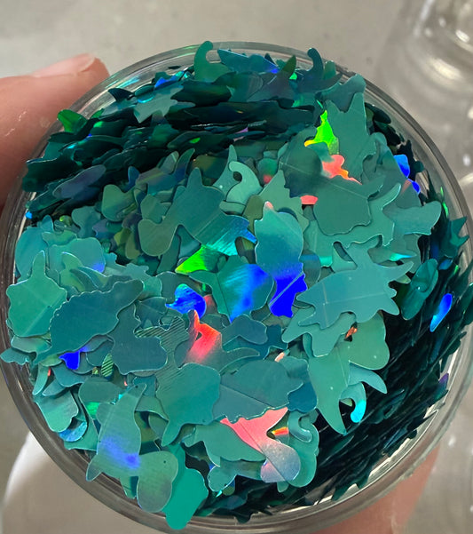 Teal Dino's Shaped Glitter
