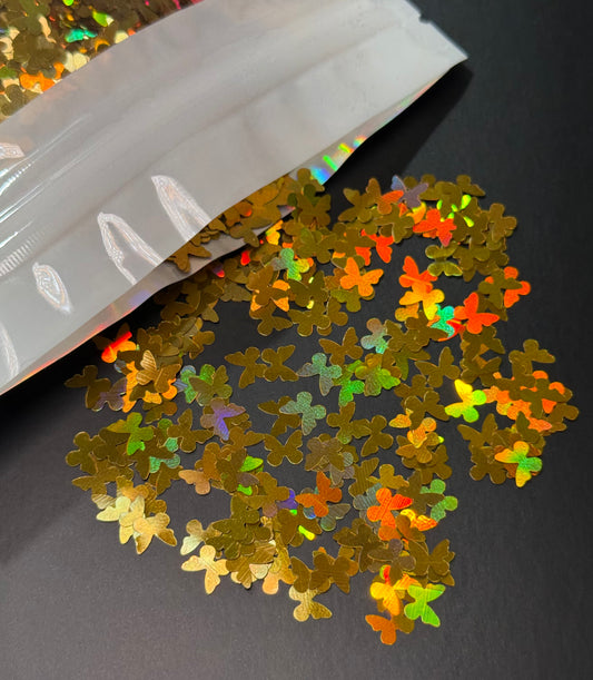 Gold Holo Butterfly Shaped Glitter