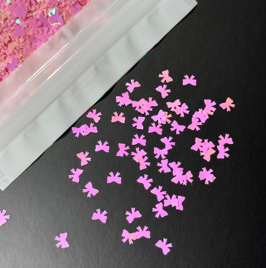 Pink Bow 5mm Shaped Glitter