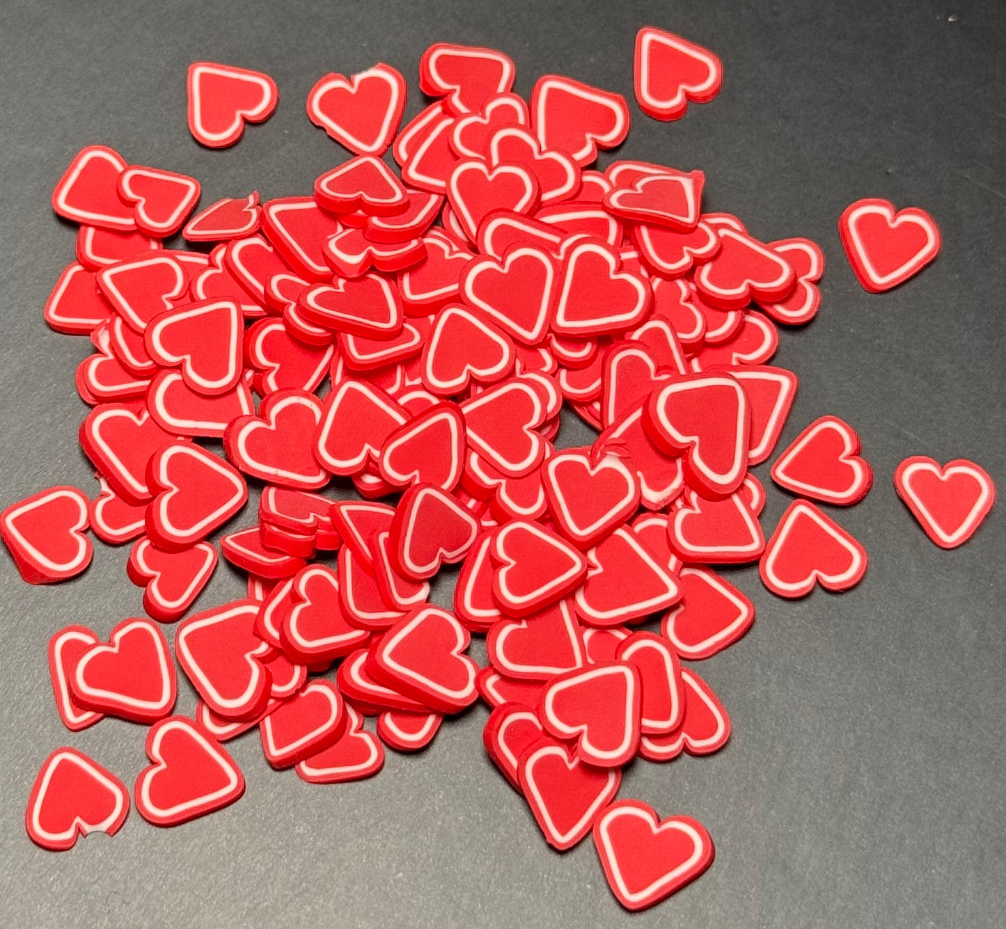 Red/White Heart Clay Slices