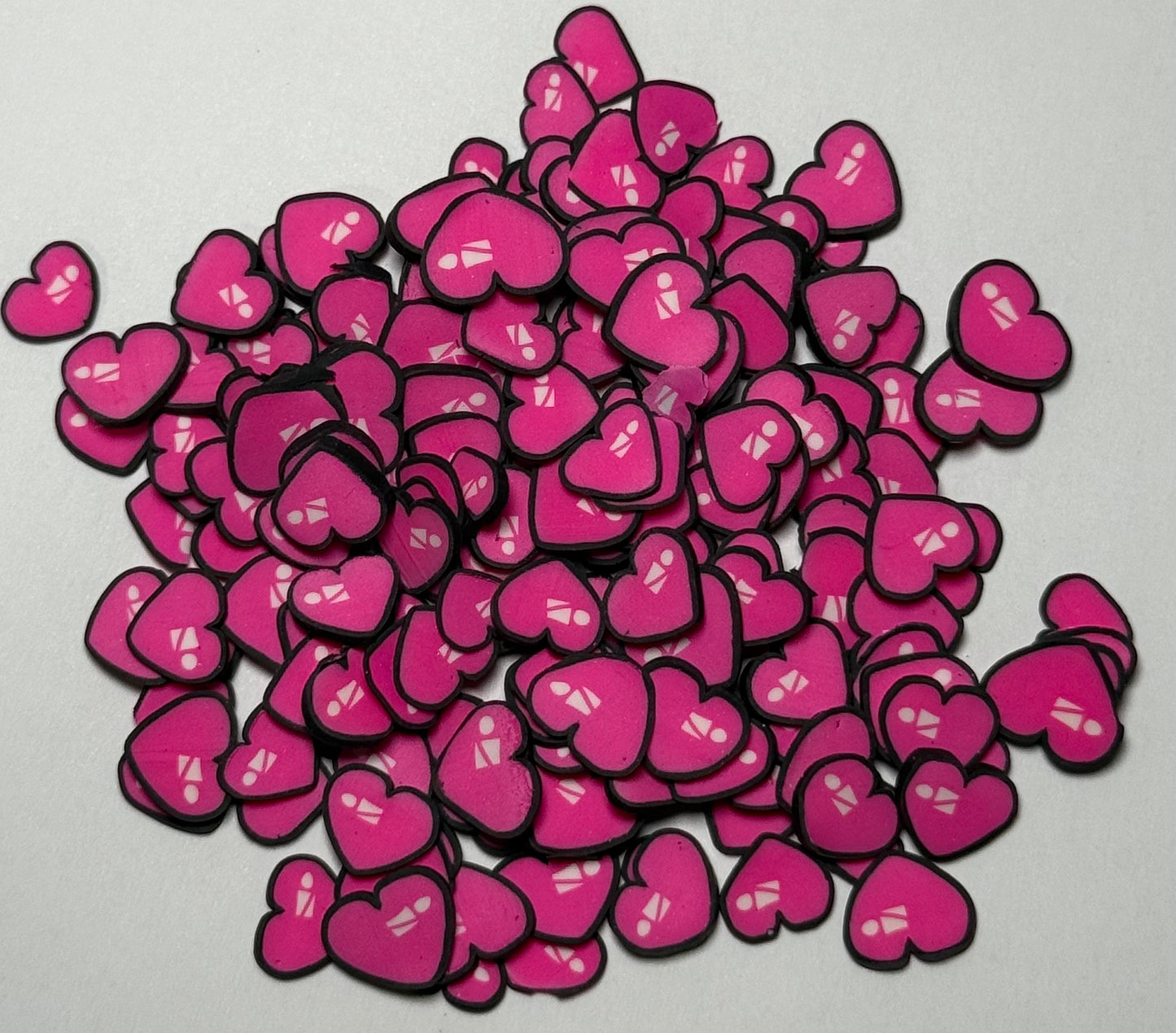 Pink/Black Heart Clay Slices