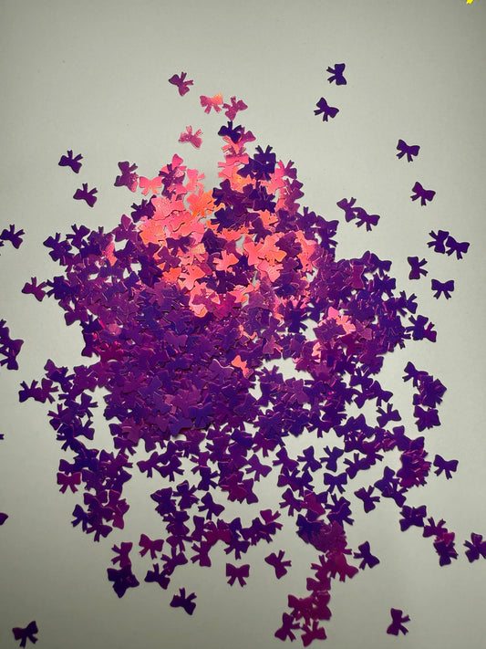 Neon Purple Bows Shaped Glitter