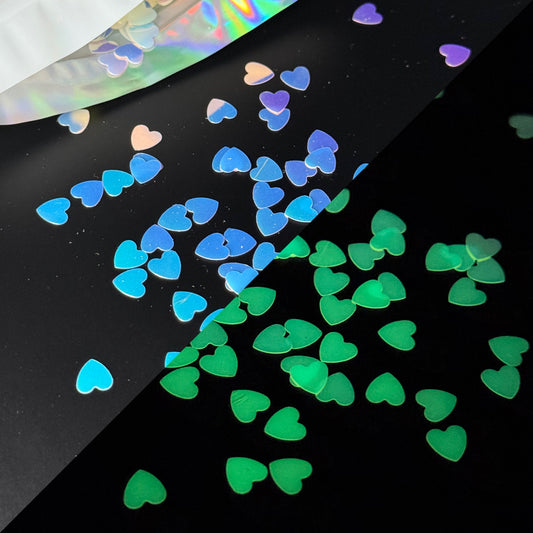 Glow Hearts Shaped Glitter 6mm