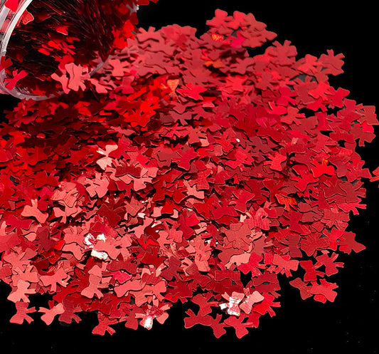 Red Bows Shaped Glitter 5MM