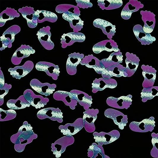 Iridescent Blue Baby Feet Shaped Glitter