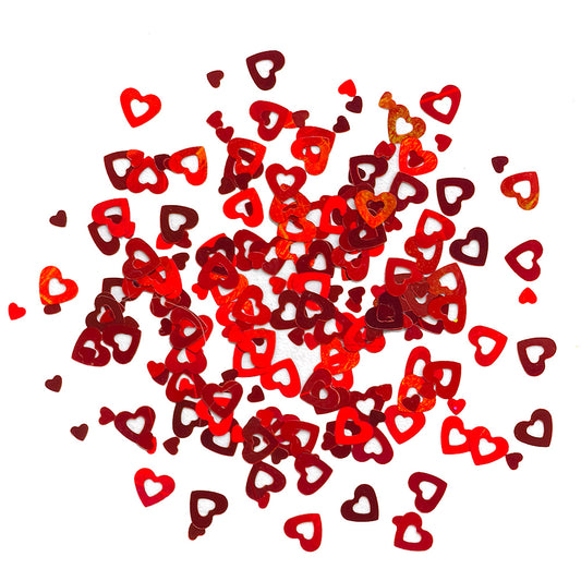 Red Hollow Heart Shaped Glitter