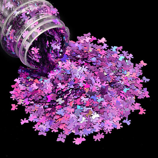 Purple Bow Shaped Glitter